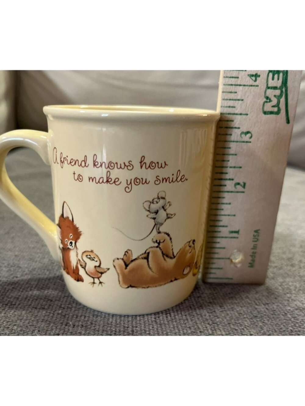 Vintage Hallmark Mug Mates Coffee Mug Used Japan Animal Friendship Quote Smaller - Picture 7 of 12